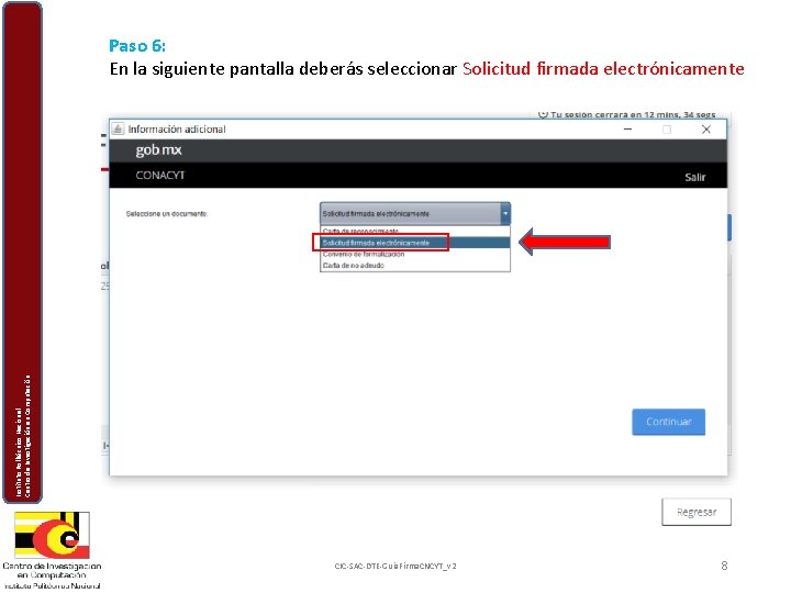 Instituto Politécnico Nacional Centro de Investigación en Computación Paso 6: En la siguiente pantalla