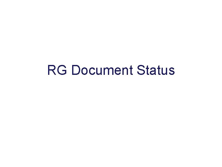 RG Document Status 