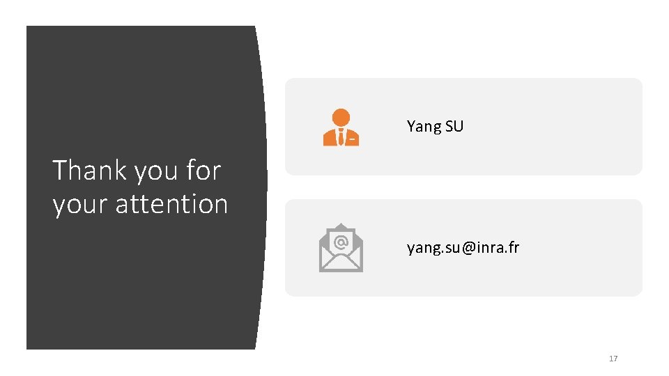 Yang SU Thank you for your attention yang. su@inra. fr 17 