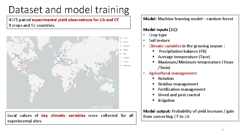Dataset and model training 4071 paired experimental yield observations for CA and CT 8