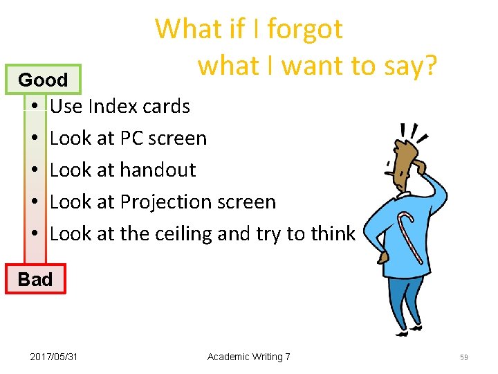 Good • • • What if I forgot what I want to say? Use