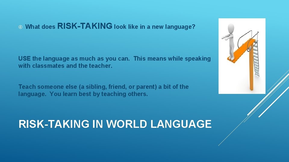 What does RISK-TAKING look like in a new language? USE the language as What does RISK-TAKING look like in a new language? USE the language as