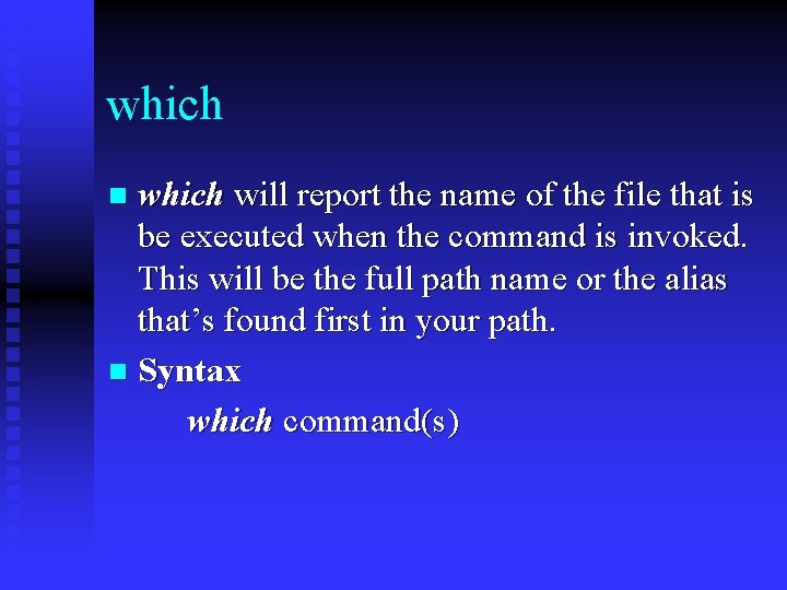 which will report the name of the file that is be executed when the