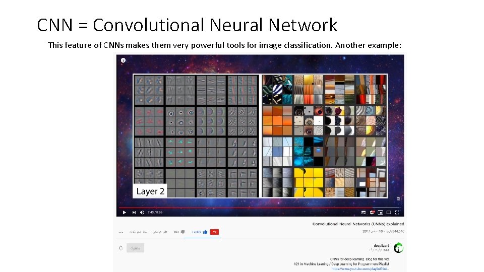 CNN = Convolutional Neural Network This feature of CNNs makes them very powerful tools