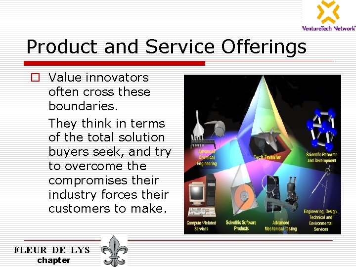 Product and Service Offerings o Value innovators often cross these boundaries. They think in