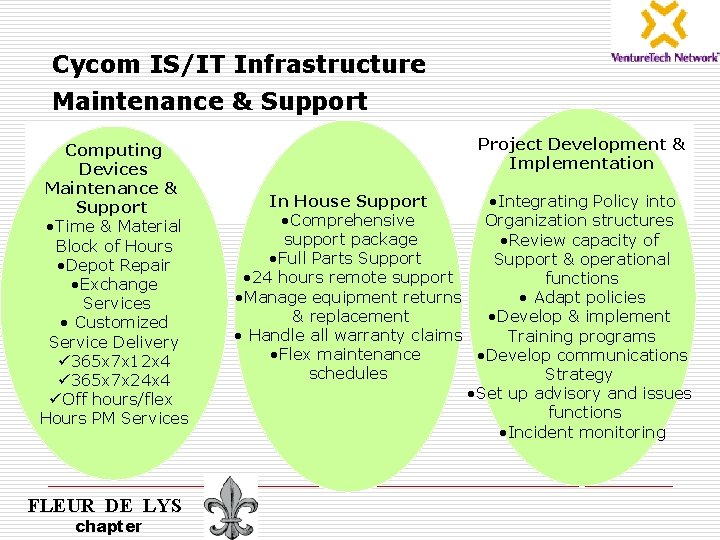Cycom IS/IT Infrastructure Maintenance & Support Computing Devices Maintenance & Support • Time &