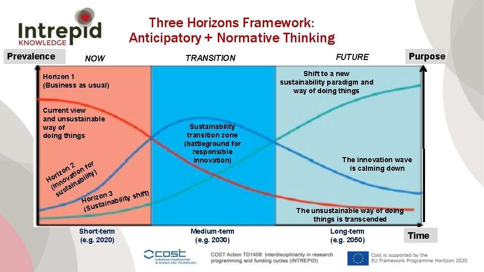 Three Horizons Framework: Anticipatory + Normative Thinking Prevalence NOW TRANSITION 2 for n n
