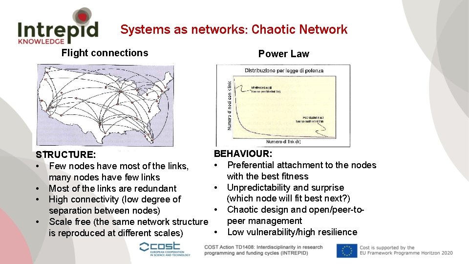 Systems as networks: Chaotic Network Flight connections STRUCTURE: • Few nodes have most of