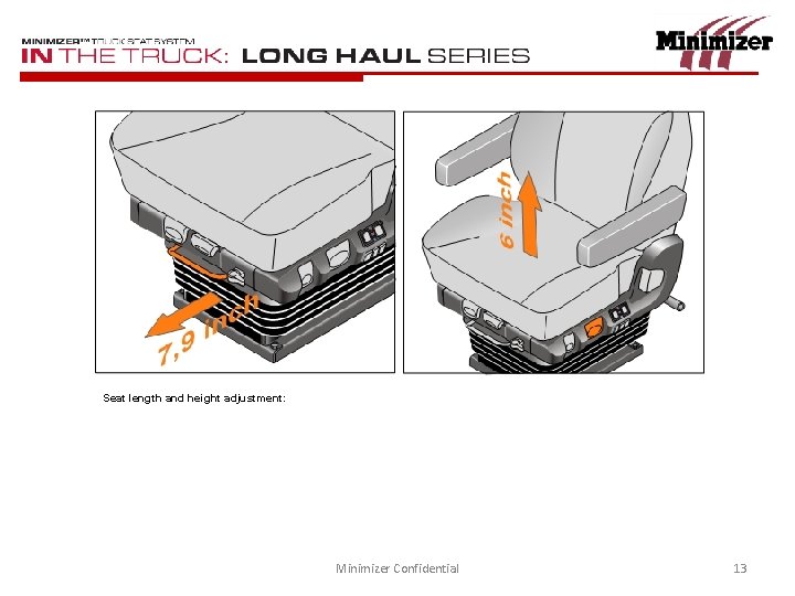Seat length and height adjustment: Minimizer Confidential 13 