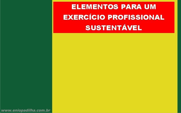 ELEMENTOS PARA UM EXERCÍCIO PROFISSIONAL SUSTENTÁVEL 