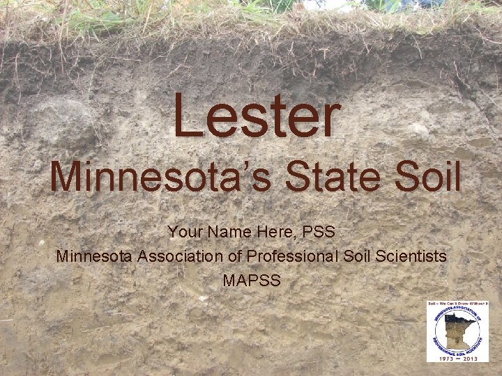 Lester Minnesota’s State Soil Your Name Here, PSS Minnesota Association of Professional Soil Scientists