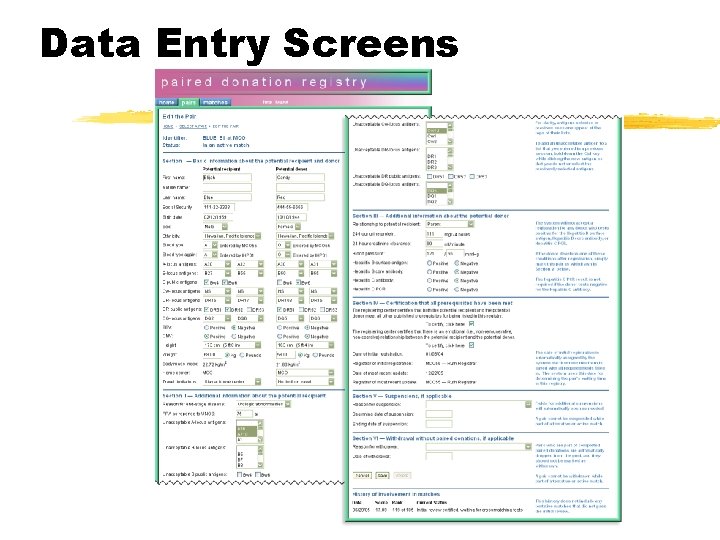 Data Entry Screens 