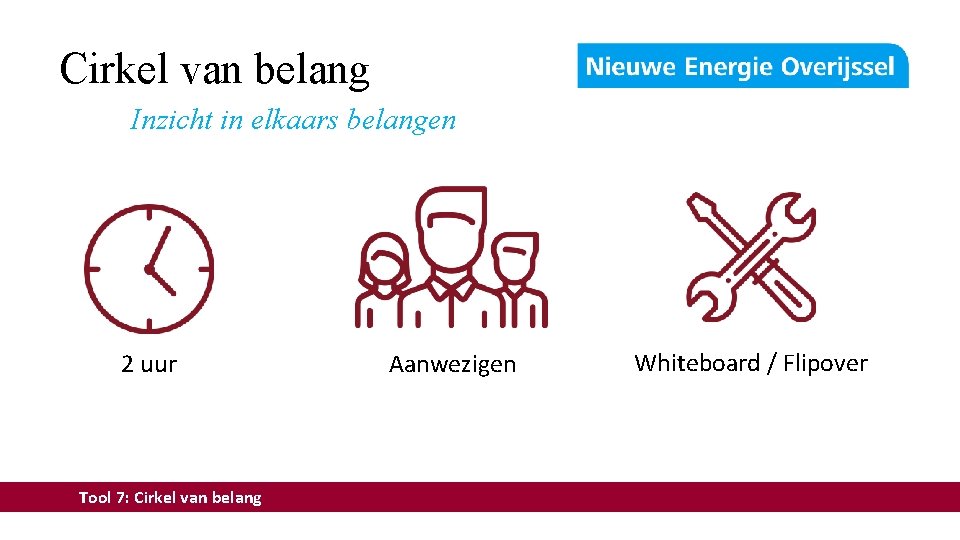 Cirkel van belang Inzicht in elkaars belangen 2 uur Tool 7: Cirkel van belang