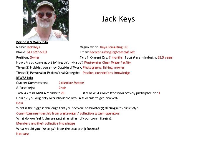 Jack Keys Personal & Work Info Name: Jack Keys Organization: Keys Consulting LLC Phone: