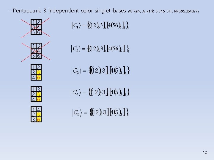 - Pentaquark: 3 Independent color singlet bases (W. Park, A. Park, S. Cho, SHL