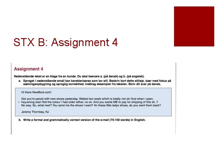 STX B: Assignment 4 STX B: Assignment 4