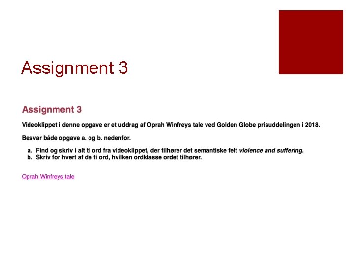 Assignment 3 Assignment 3