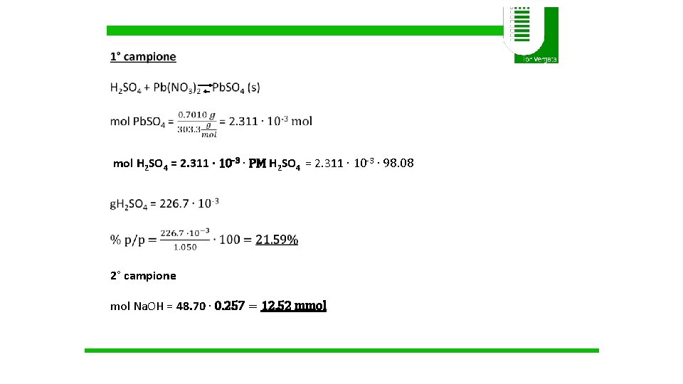  mol H 2 SO 4 = 2. 311 ∙ 10 -3 ∙ PM