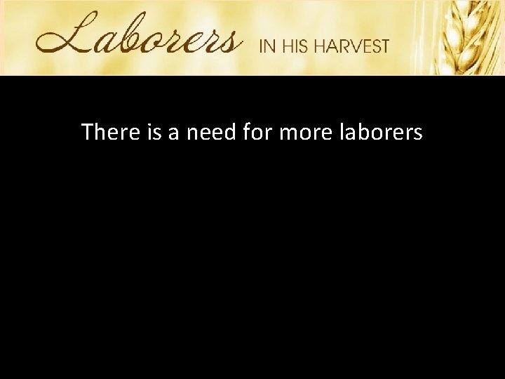 There is a need for more laborers 