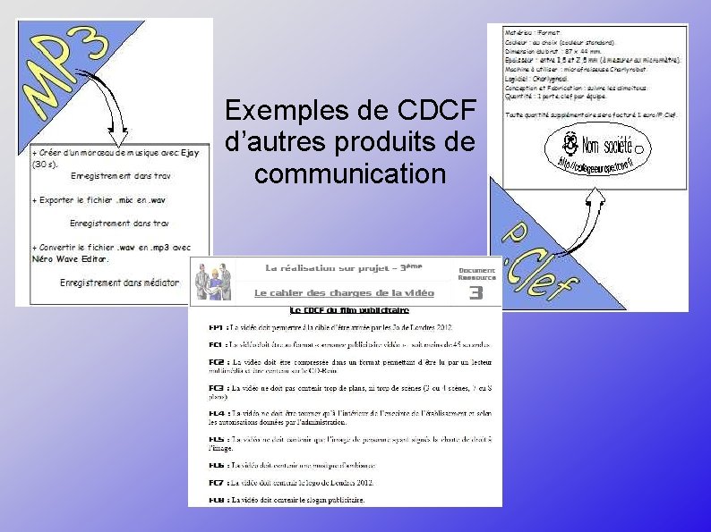 Exemples de CDCF d’autres produits de communication CRTec Chelles 