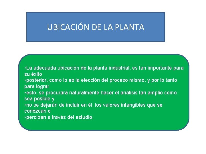 UBICACIÓN DE LA PLANTA • La adecuada ubicación de la planta industrial, es tan