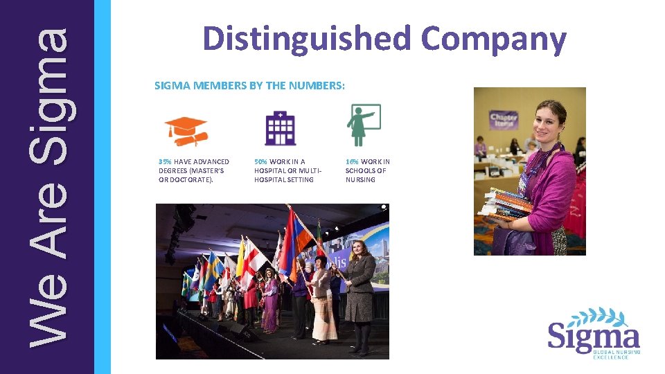 We Are Sigma Distinguished Company SIGMA MEMBERS BY THE NUMBERS: 35% HAVE ADVANCED DEGREES