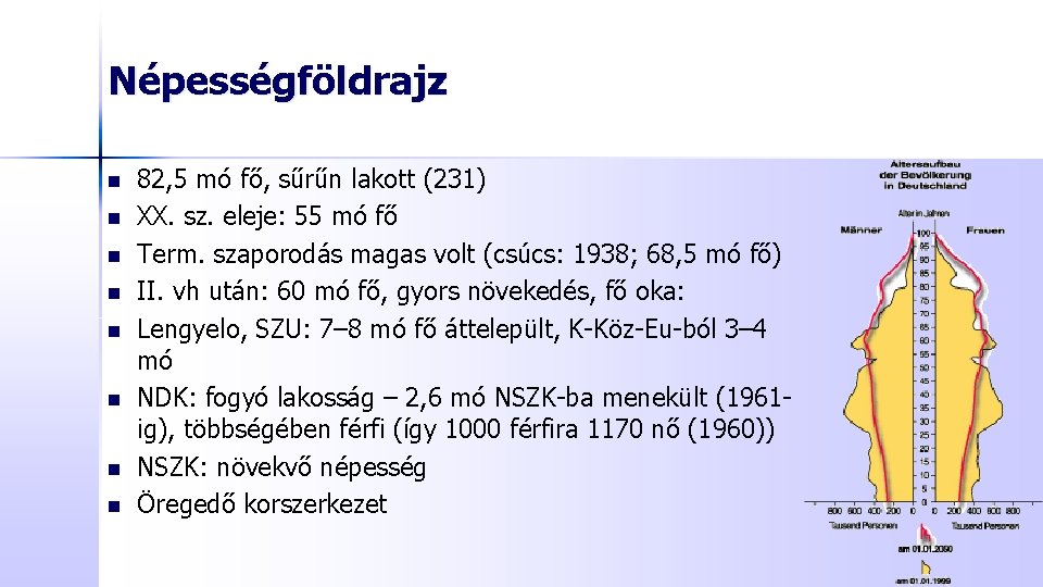 Népességföldrajz n n n n 82, 5 mó fő, sűrűn lakott (231) XX. sz.