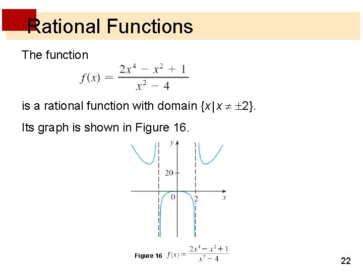 Rational Functions The function is a rational function with domain {x | x 2}.