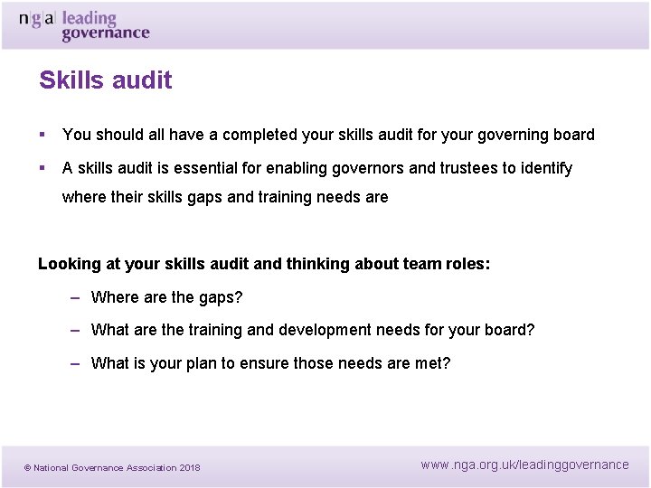 Skills audit § You should all have a completed your skills audit for your Skills audit § You should all have a completed your skills audit for your