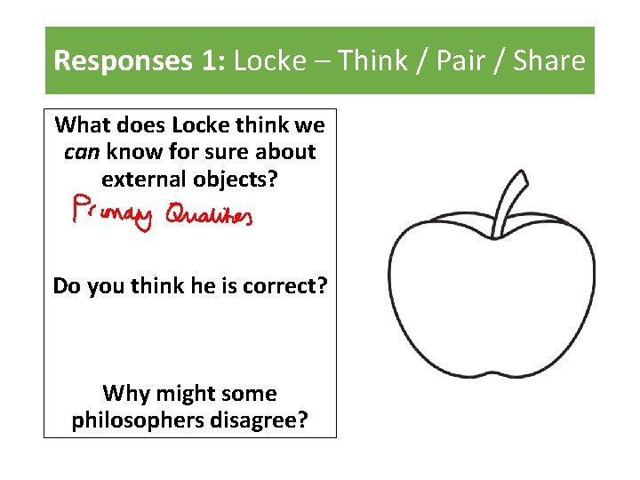 Responses 1: Locke – Think / Pair / Share What does Locke think we