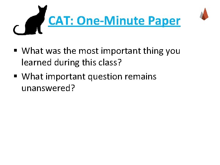 CAT: One-Minute Paper § What was the most important thing you learned during this