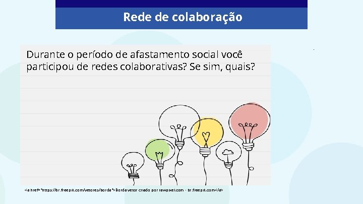 Rede de colaboração Durante o período de afastamento social você participou de redes colaborativas?