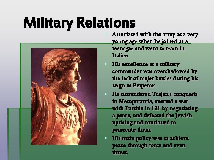 Military Relations Associated with the army at a very young age when he joined