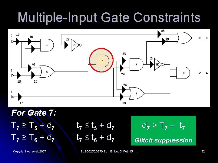 Multiple-Input Gate Constraints For Gate 7: T 7 ≥ T 5 + d 7