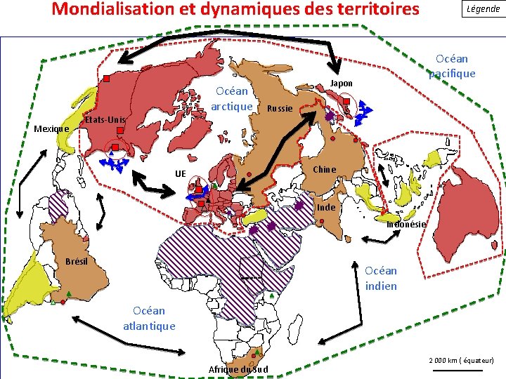 Mondialisation et dynamiques des territoires Mexique Océan arctique Etats-Unis Légende Océan pacifique Japon Russie