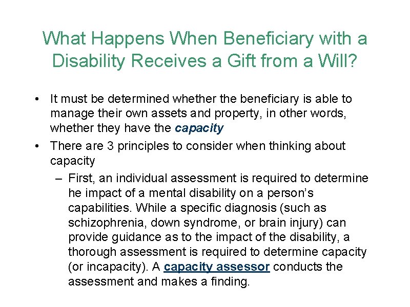 What Happens When Beneficiary with a Disability Receives a Gift from a Will? •