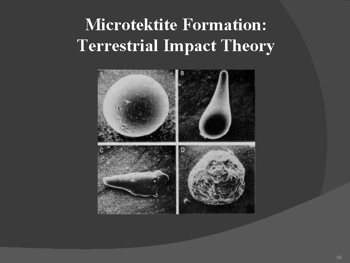 Microtektite Formation: Terrestrial Impact Theory 19 