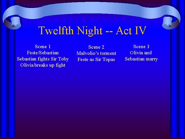 Twelfth Night -- Act IV Scene 1 Feste/Sebastian fights Sir Toby Olivia breaks up