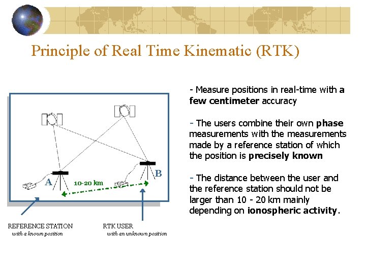 Principle of Real Time Kinematic (RTK) - Measure positions in real-time with a few