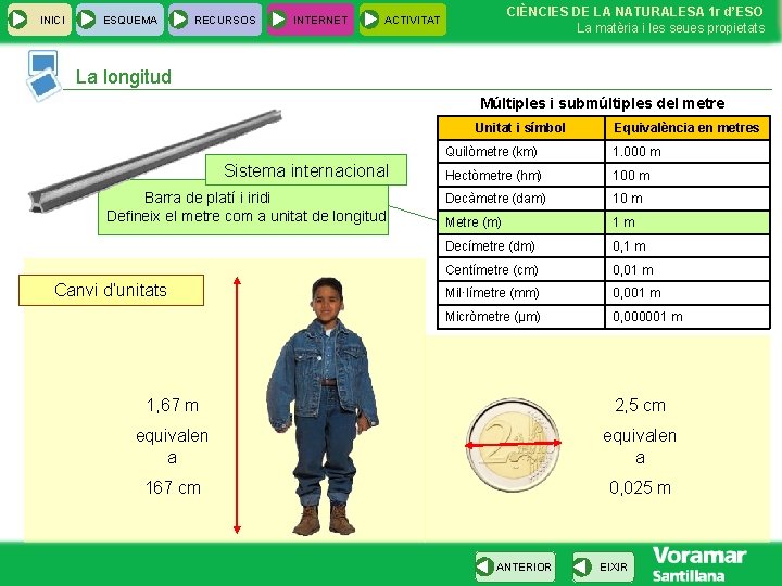 INICI ESQUEMA RECURSOS INTERNET CIÈNCIES DE LA NATURALESA 1 r d’ESO La matèria i INICI ESQUEMA RECURSOS INTERNET CIÈNCIES DE LA NATURALESA 1 r d’ESO La matèria i