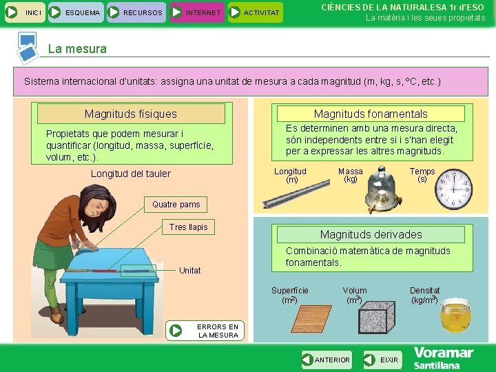 INICI ESQUEMA RECURSOS INTERNET CIÈNCIES DE LA NATURALESA 1 r d’ESO La matèria i INICI ESQUEMA RECURSOS INTERNET CIÈNCIES DE LA NATURALESA 1 r d’ESO La matèria i