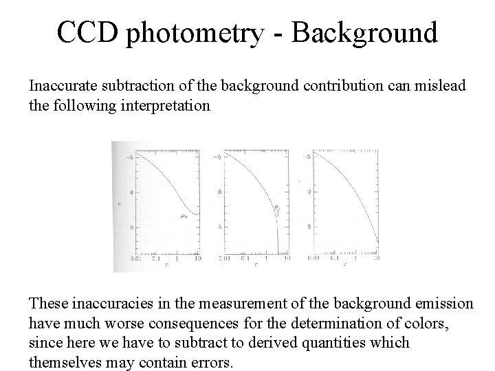 CCD photometry - Background Inaccurate subtraction of the background contribution can mislead the following