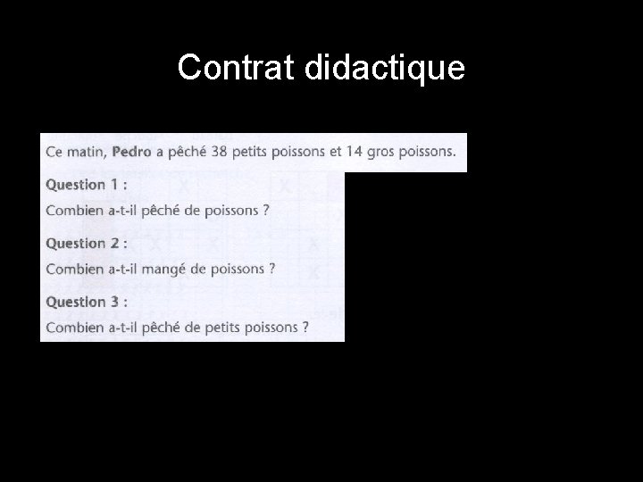 Contrat didactique Contrat didactique