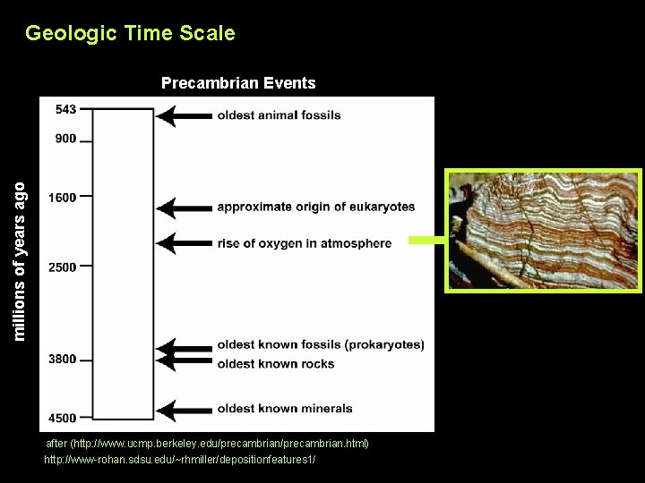 Geologic Time Scale millions of years ago Precambrian Events after (http: //www. ucmp. berkeley.