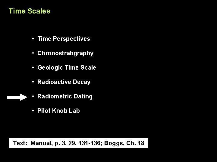Time Scales • Time Perspectives • Chronostratigraphy • Geologic Time Scale • Radioactive Decay