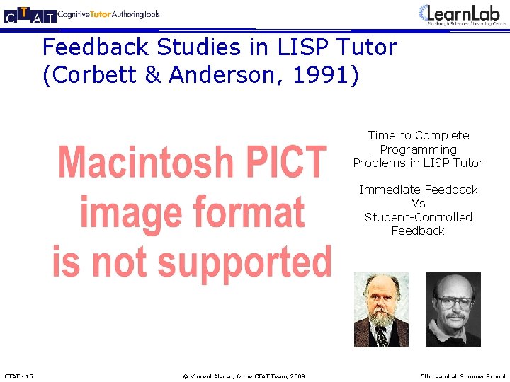 Feedback Studies in LISP Tutor (Corbett & Anderson, 1991) Time to Complete Programming Problems