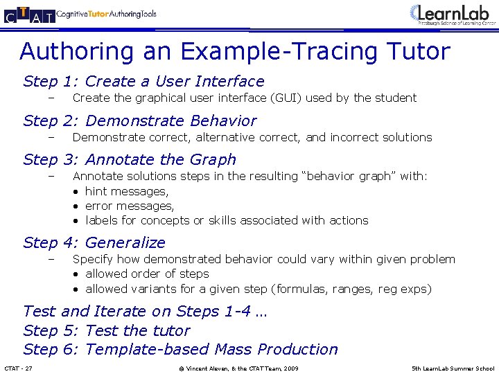 Authoring an Example-Tracing Tutor Step 1: Create a User Interface – Create the graphical