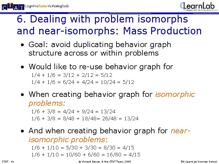 6. Dealing with problem isomorphs and near-isomorphs: Mass Production • Goal: avoid duplicating behavior