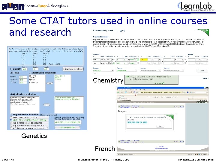 Some CTAT tutors used in online courses and research Chemistry Genetics French CTAT -