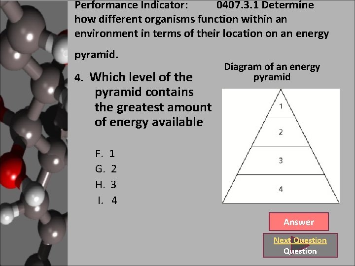 Performance Indicator: 0407. 3. 1 Determine how different organisms function within an environment in